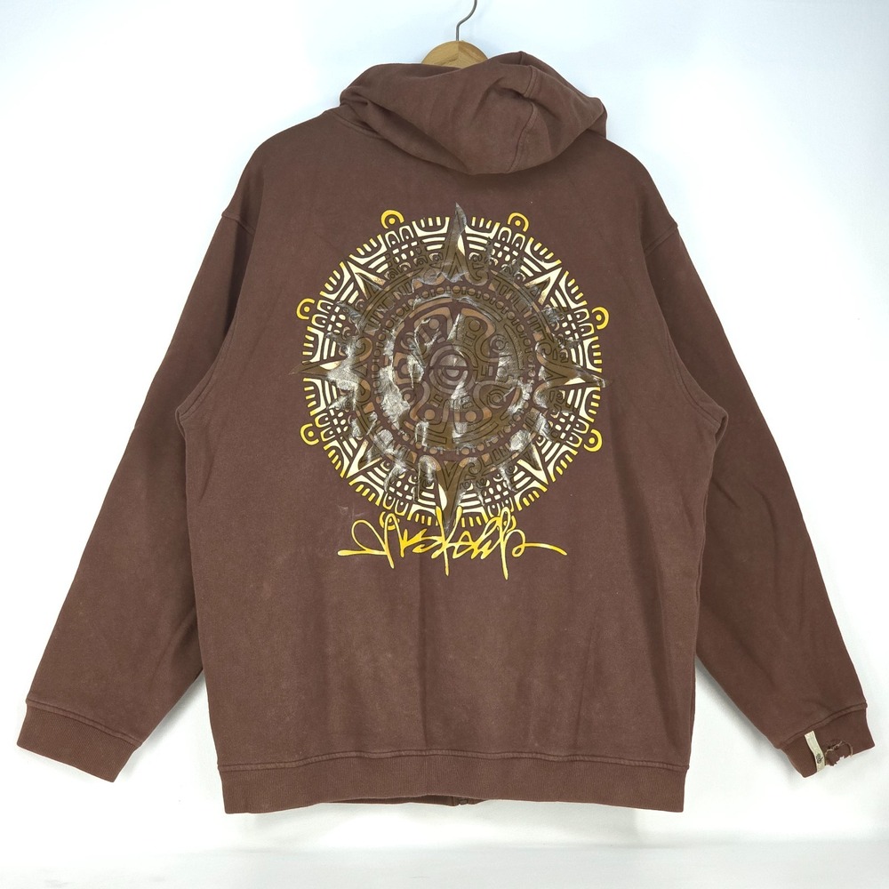 VTG Y2K Miskeen Hoodie Mens 3XL Grunge Goth Emo Skater Full Zip Baggy Distressed
